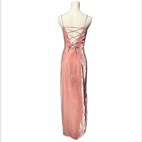Jessica McClintock Gunne Sax Maxi Dress Velvet Lace Y2K Vintage Pink Size 5/6 - Picture 5 of 13
